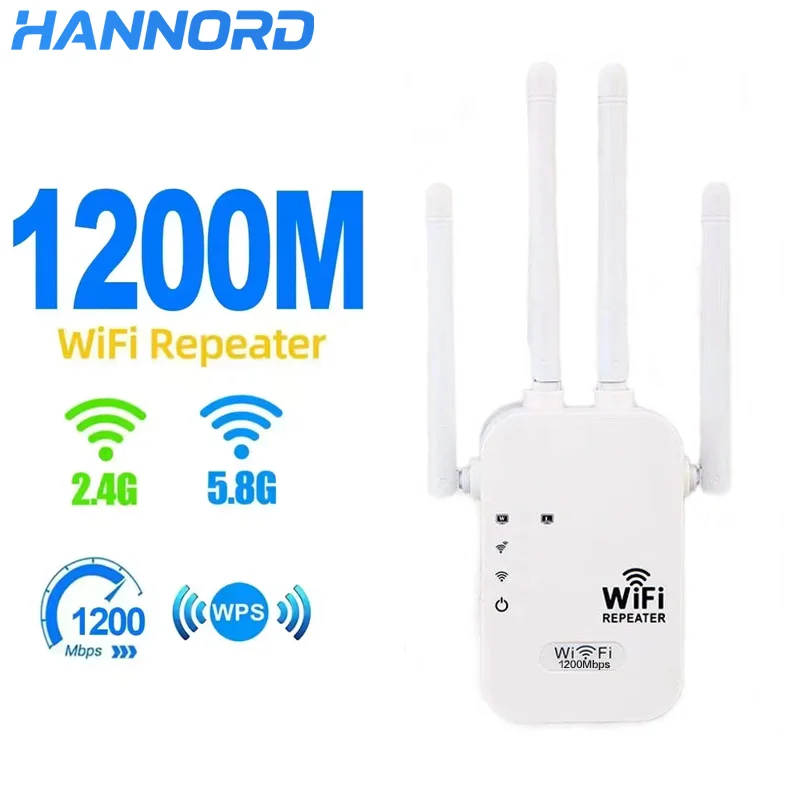 1200Mbps WiFi Repeater Wifi Verstärker Signal Wifi Extender Netzwerk Booster 2,4G 5Ghz Long Range Wireless Wi-fi Repeater für zuhause Image
