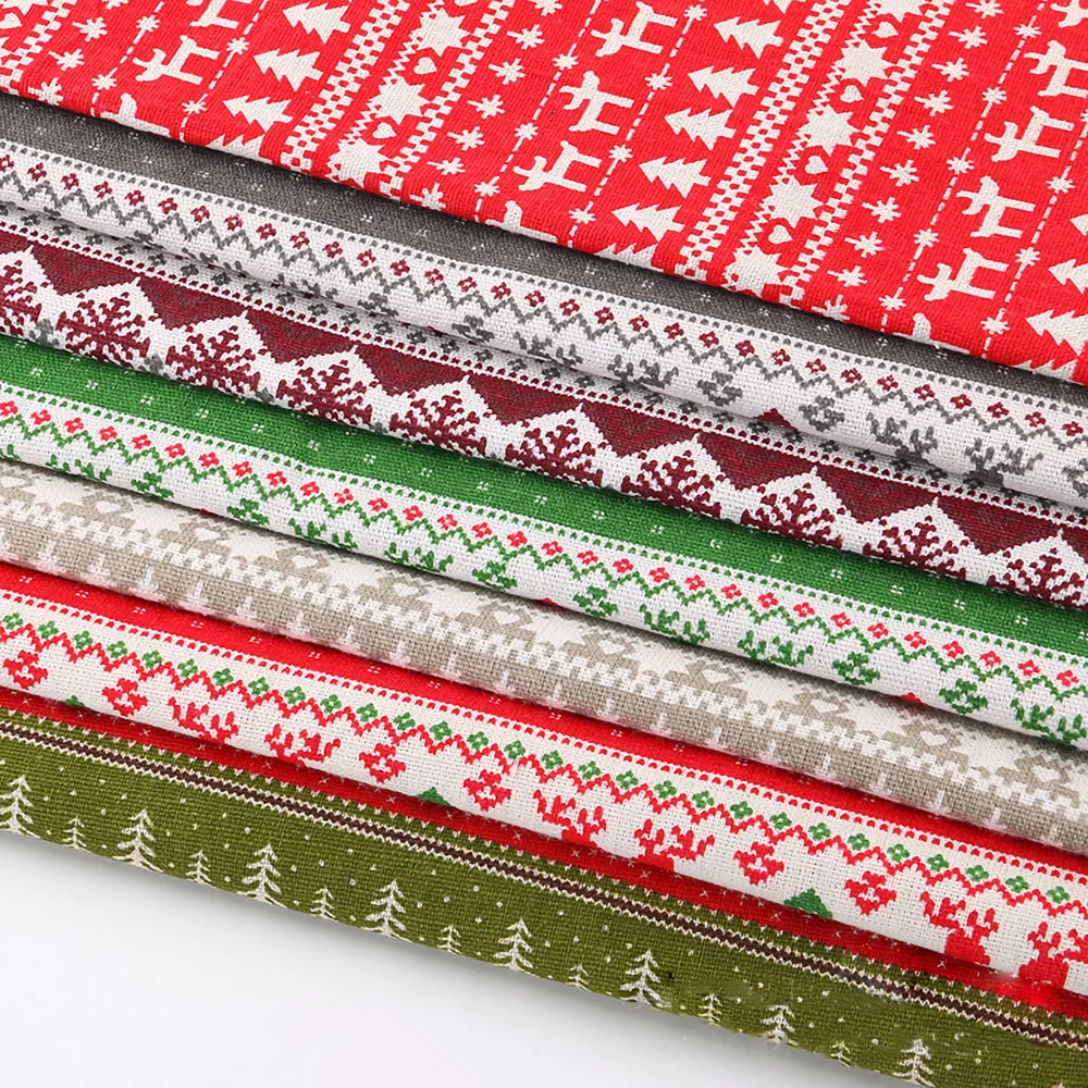 90x145CM Hirsch Schneeflocke Bedruckter Baumwoll-Leinenstoff Umweltfreundlich für Bettwäsche-Sets Puppenkleidung Urlaub Weihnachtsgeschenke Textilien Image