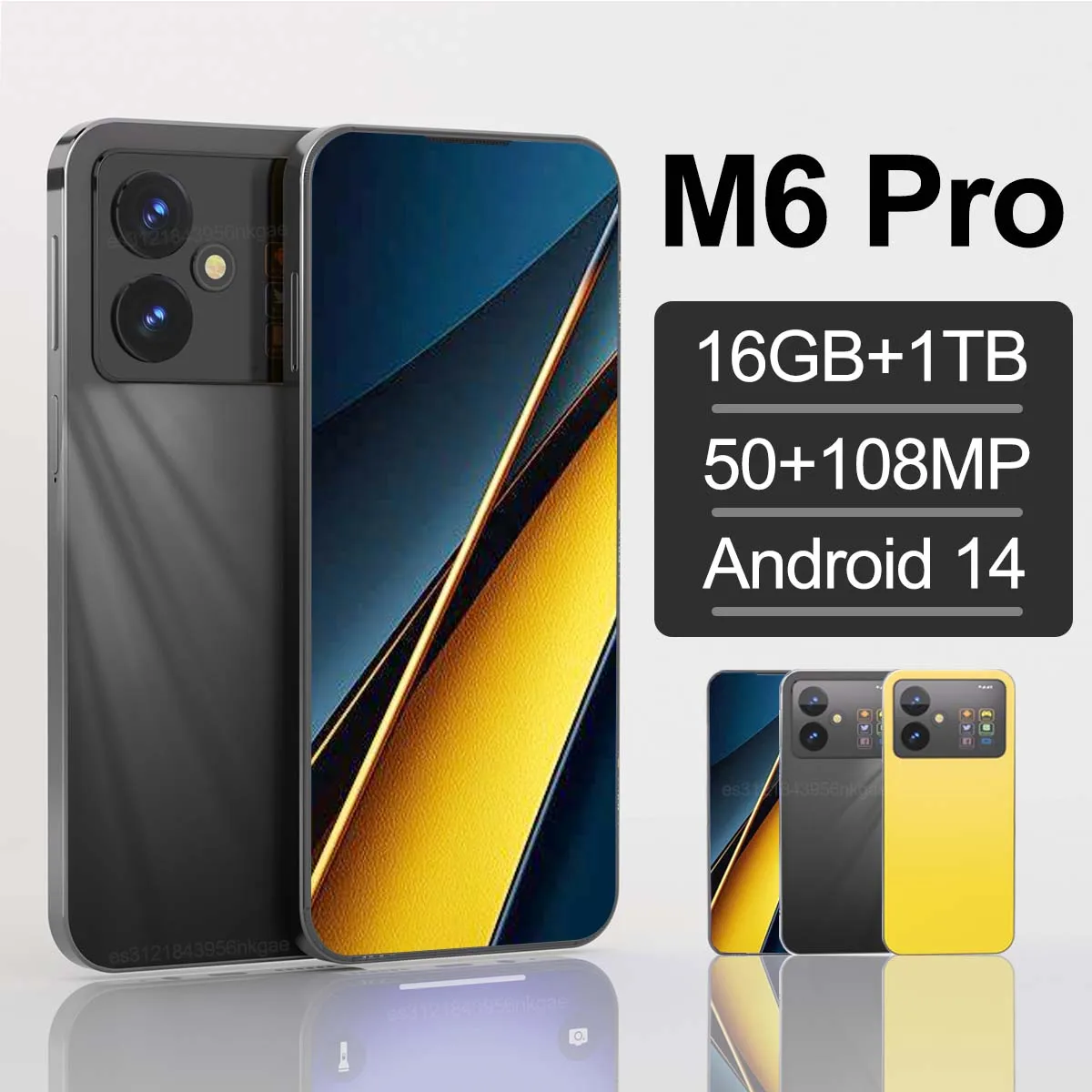 POOC M6 Pro Smartphone 7.3inch Global Version 16G+1TB Snapdragon 8 gen3 Android14 50+108MP 4G/5G Cellphone Mobile Phone NFC
