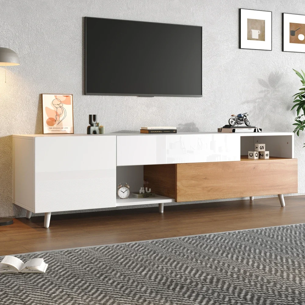 180 x 38 x 50 cm großer TV-Schrank, TV-Schrank mit 7 Ablagefächern, Hochglanz-TV-Platine, TV-Tisch, geeignet für TV um 75 Zoll