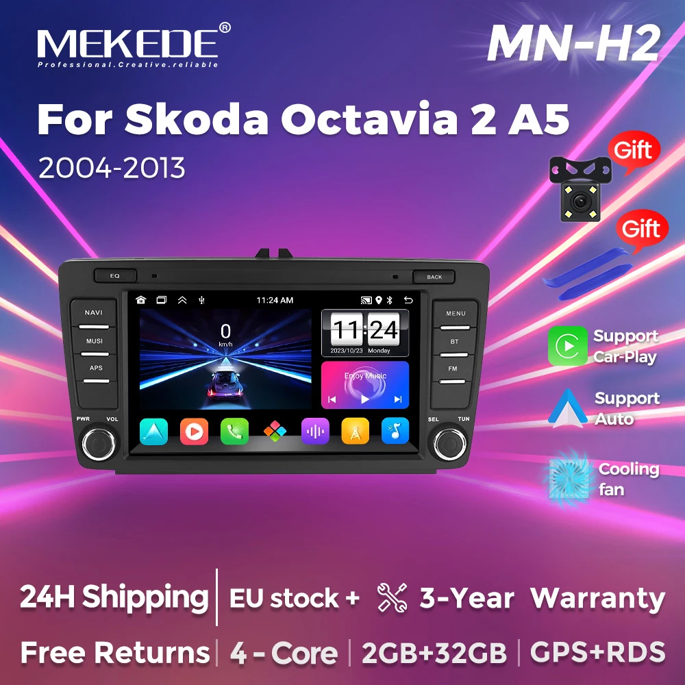 MEKEDE Smart Systeme Android Auto Für Skoda Octavia 2 A5 2004-2013 8 zoll GPS Auto Radio Drahtlose CarPlay GPS Navi RDS Stereo BT