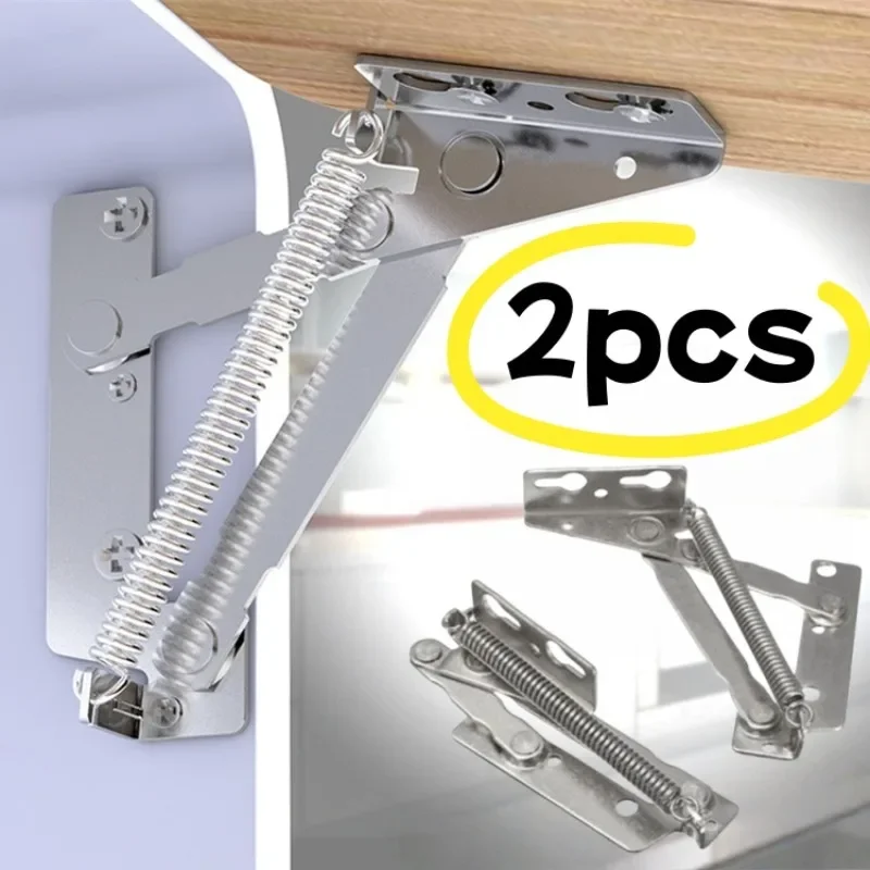 2 Stück 80 Grad gefederte Scharniere Schranktür Lift Up Stay Flap Top Support Schrank Küchenmöbel faltbare Hebehalterung