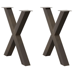 vidaXL Esstischbeine X-Form 2 Stk. Naturstahl 80x(72-73) cm Stahl Image