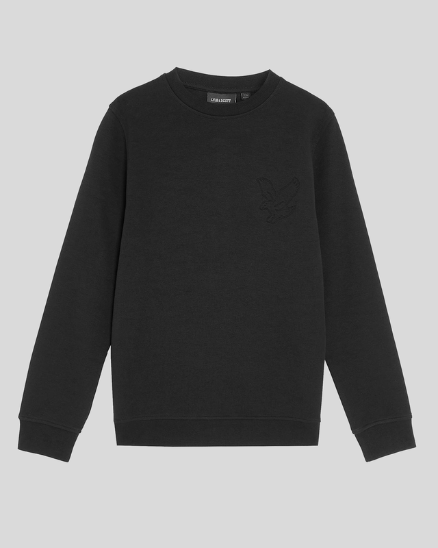Lyle & Scott Boys' Embossed Eagle Crew Neck Sweatshirt - Black Cotton - Size 10-11Y | Lyle & Scott Sale | Discount Designer Brands