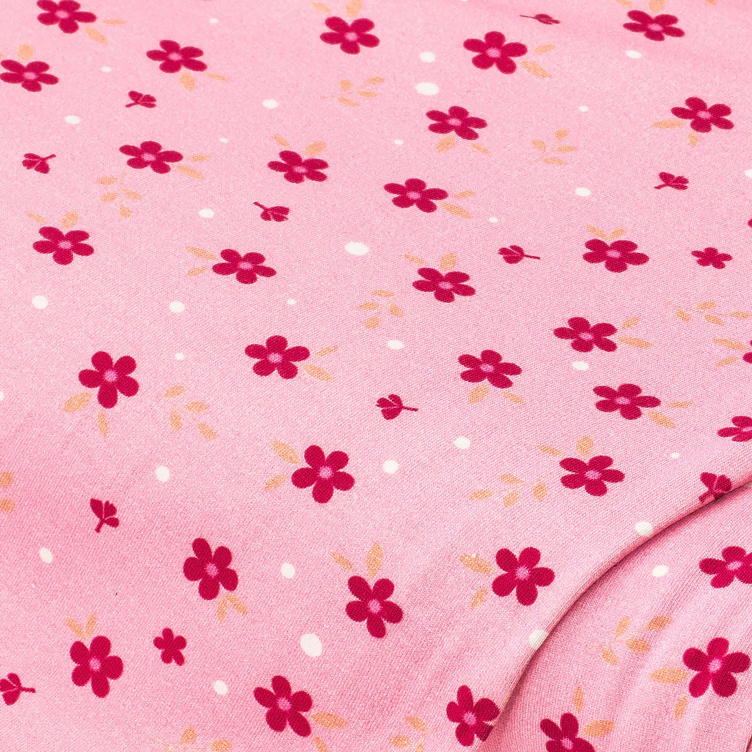 Baumwolljersey Blümchen mit Elasthan, rosa-color