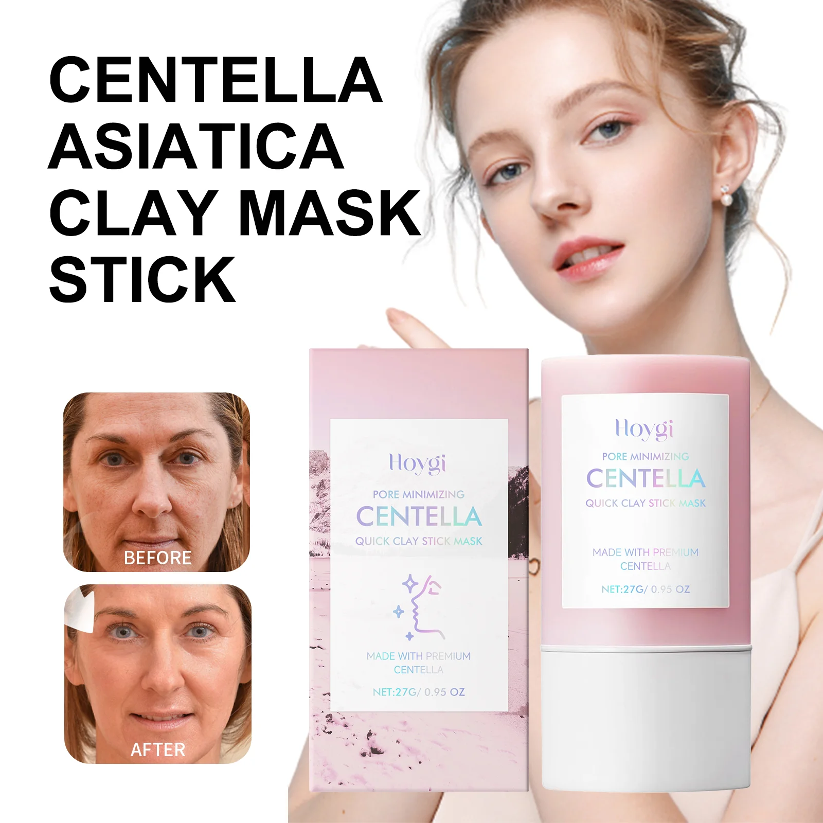 Hoygi Centella Asiatica Tonmaskenstift, beruhigend, beruhigend, entgifnd, feuchtigkeitsspendend, Anti-Irritation, einfache Anwendung, alle Hauttypen