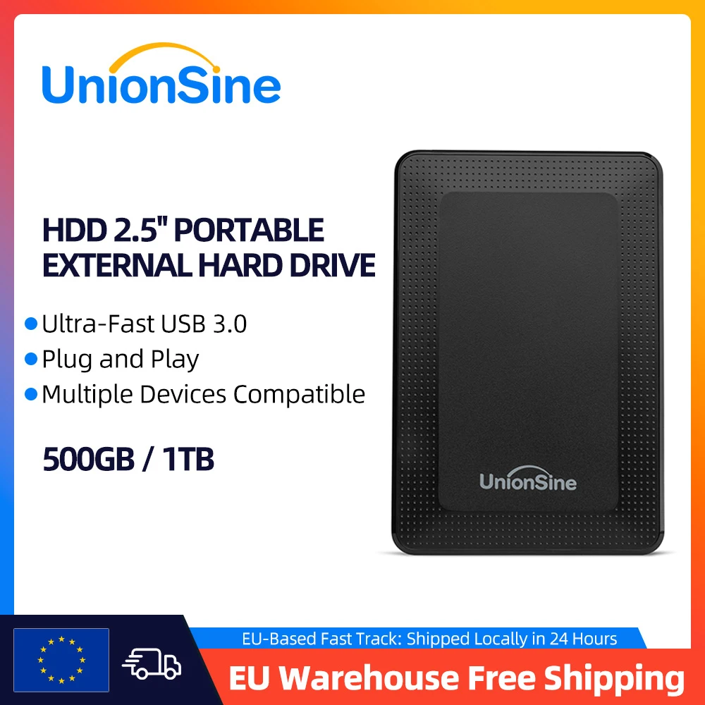 UnionSine 2,5-Zoll-Festplatte, tragbare externe Festplatte, 500 GB/1 TB Speicher, Hochgeschwindigkeits-Flash-Laufwerk, Festplatte für Gaming/Desktop/Laptop/PS4 Image