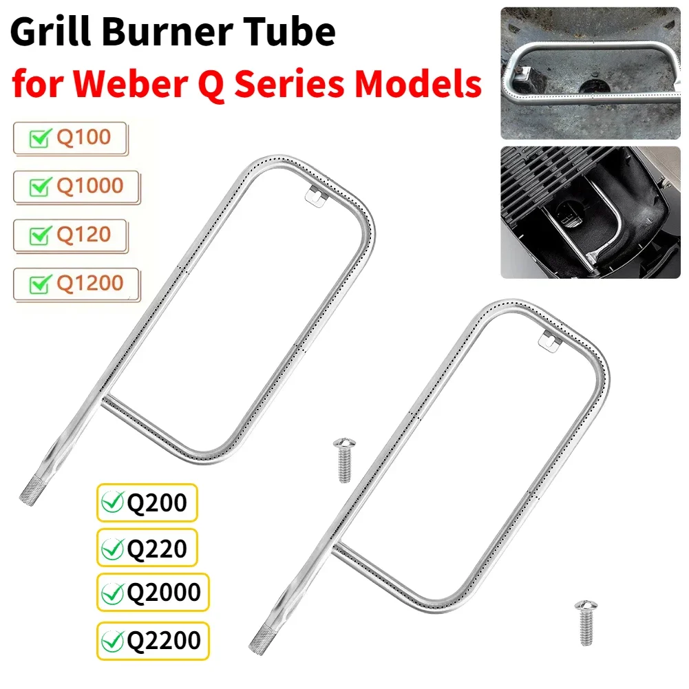 60040 60041 Grillbrennerrohr 304 Edelstahlbrenner für Weber Q100 Q120 Q1000 Q1200 für Weber Q200/Q220/Q2000/Q2200 Image