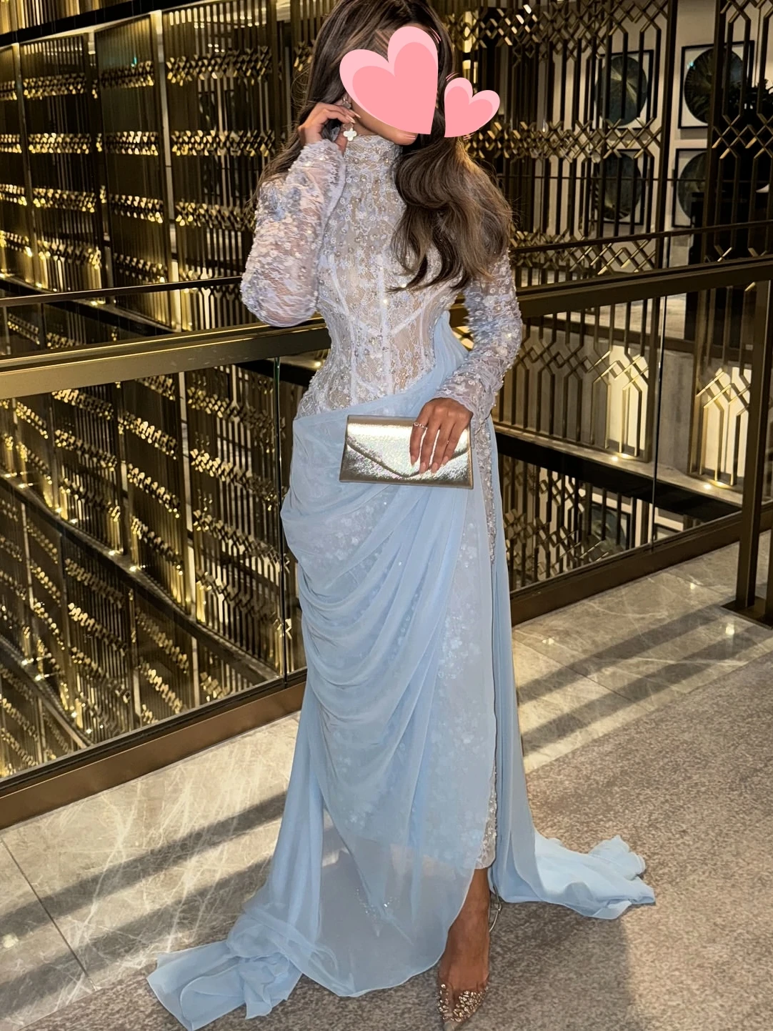 Oisslec Kleid Elegant Vintage Süße Blaue Meerjungfrau Spitze Perlen Chiffon Anpassen Formelle Anlässe Abendkleid Abend Party Kleider Image