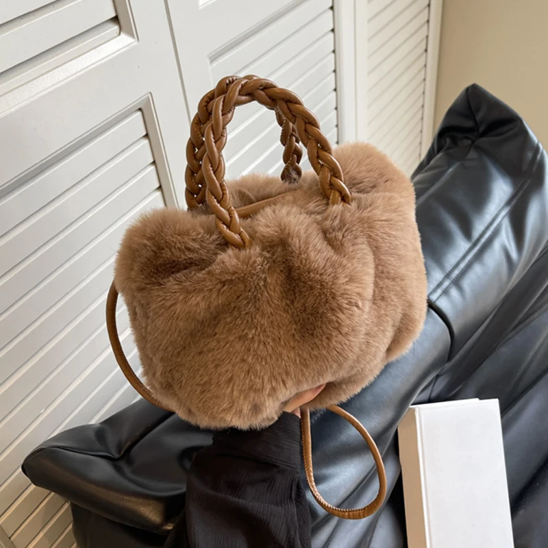 Nouveau peluche hiver femmes mode sacs à main nuage fausse fourrure mode décontracté femmes sac à bandoulière moelleux sac à bandoulière