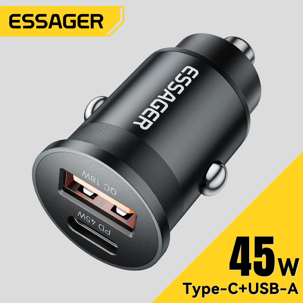 Essager 45W Auto Ladegerät QC 3,0 Für Huawei Xiaomi Quick Charge SCP Samsung AFC Quick Charge PD 3,0 Typ C Tragbare Telefon Ladung Image