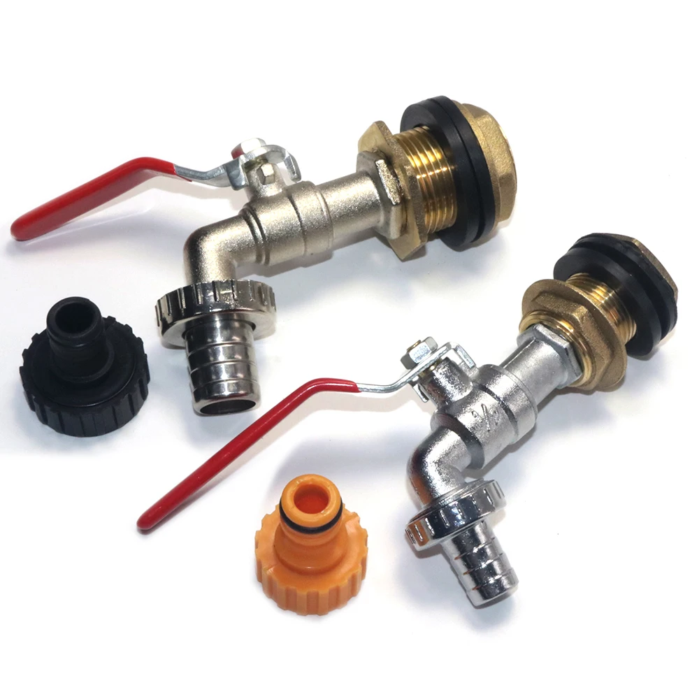 Das Wasserhahnset aus Legierung mit Messinggewindeflansch wird mit einem 16-mm-Kunststoffnippel-Schnellanschluss-Wassertank-Wassereimerhahn als Geschenk geliefert Image