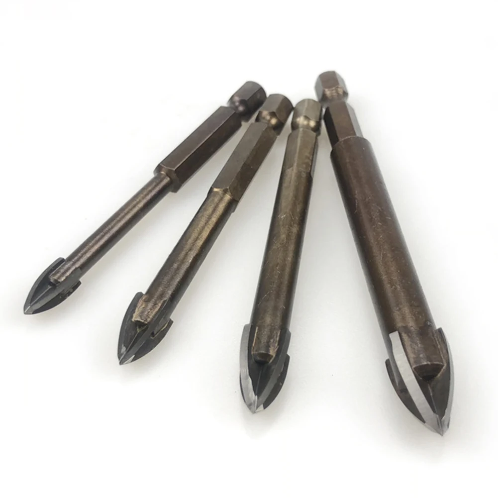 Zubehör Bohrer für Granit für Stein für Fliesen mit 4 Schneidkanten 4-teiliges Set Hartmetall für Keramik Brandneu Image