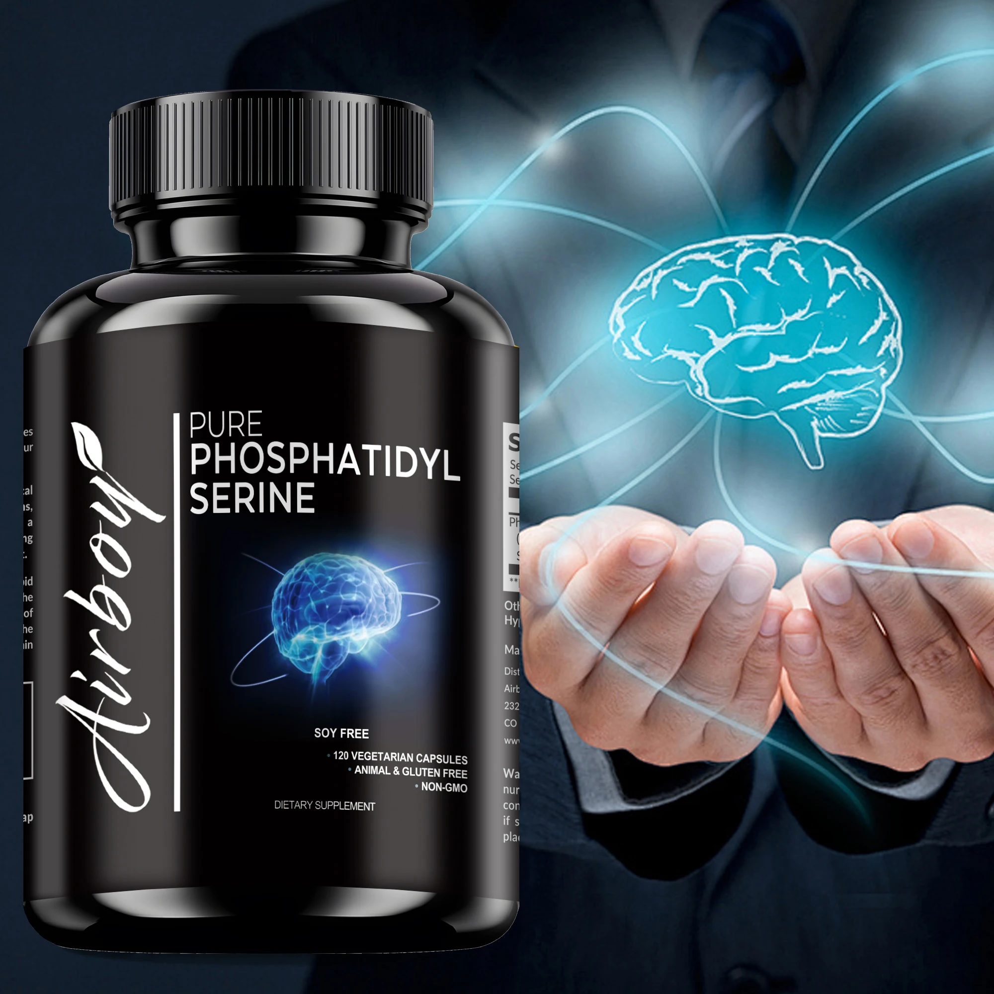 Phosphatidylserine Capsules - Support Brain Health Healthy Brain Aging ,Cortisol,Stress, Memory and Focus Health - 120 Capsules
