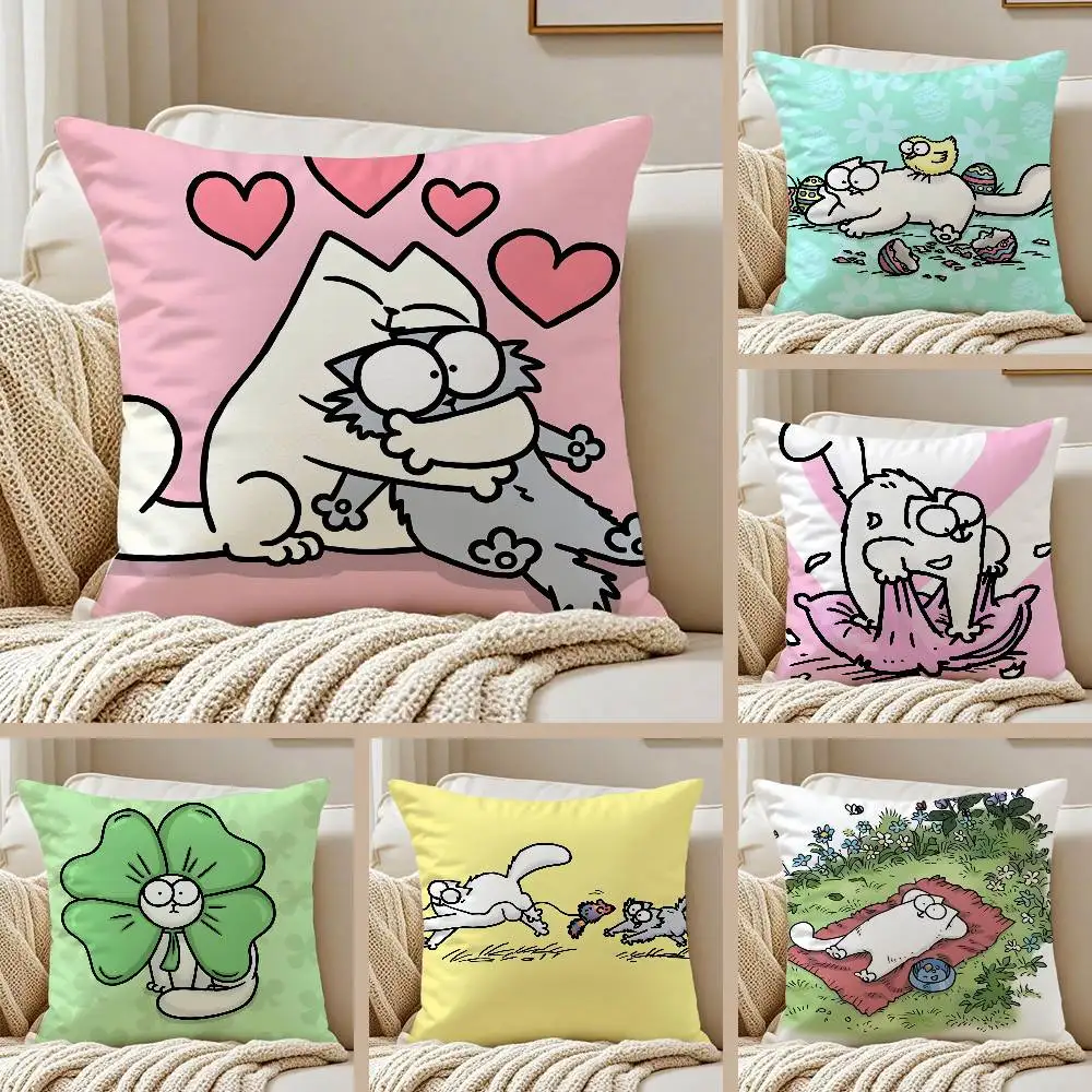Kawaii S-Simons Cat B Kissenbezug, Kissenbezug, Anti-Dustmite-Kissenbezug, unsichtbarer Reißverschluss, seidiger kurzer Plüsch, Sofakissenbezug Image