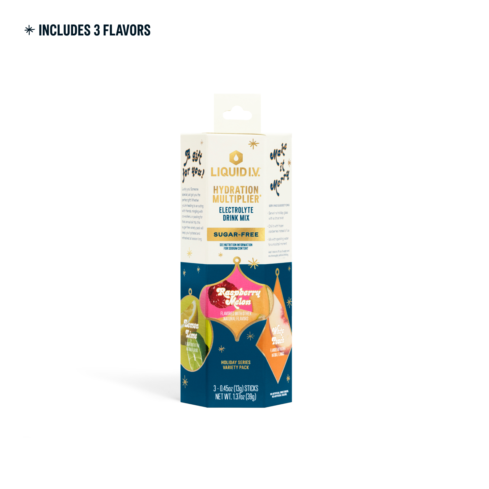 Liquid I.V.® Sugar-Free Variety Pack Stocking Stuffer Hydration Multiplier® (3 Pack) - Hydrating Electrolyte Powder Drink Packet W/ Zero Sugar