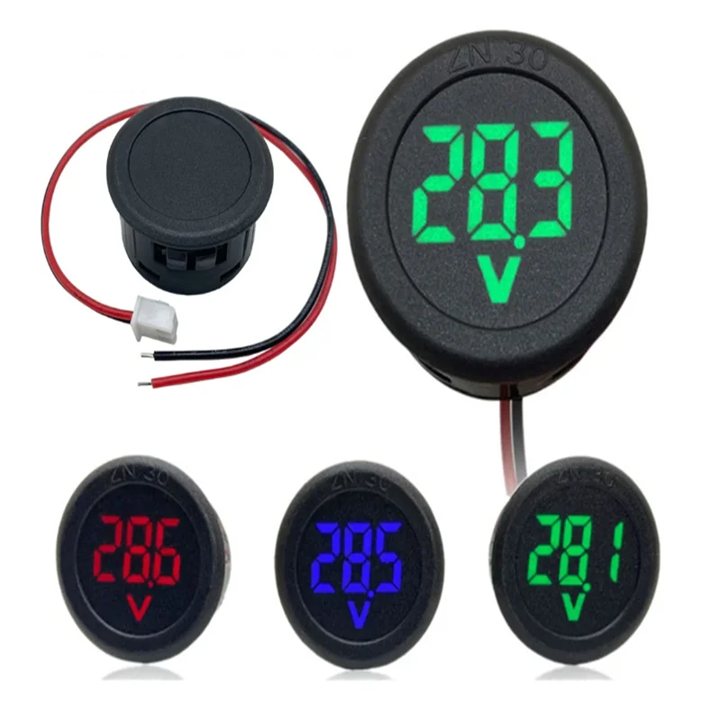 DC4-100V LED Display Kreisförmige Zwei-draht Automotive Voltmeter Digitale Auto Spannung Strom Meter Volt Detektor Tester Monitor Panel Image