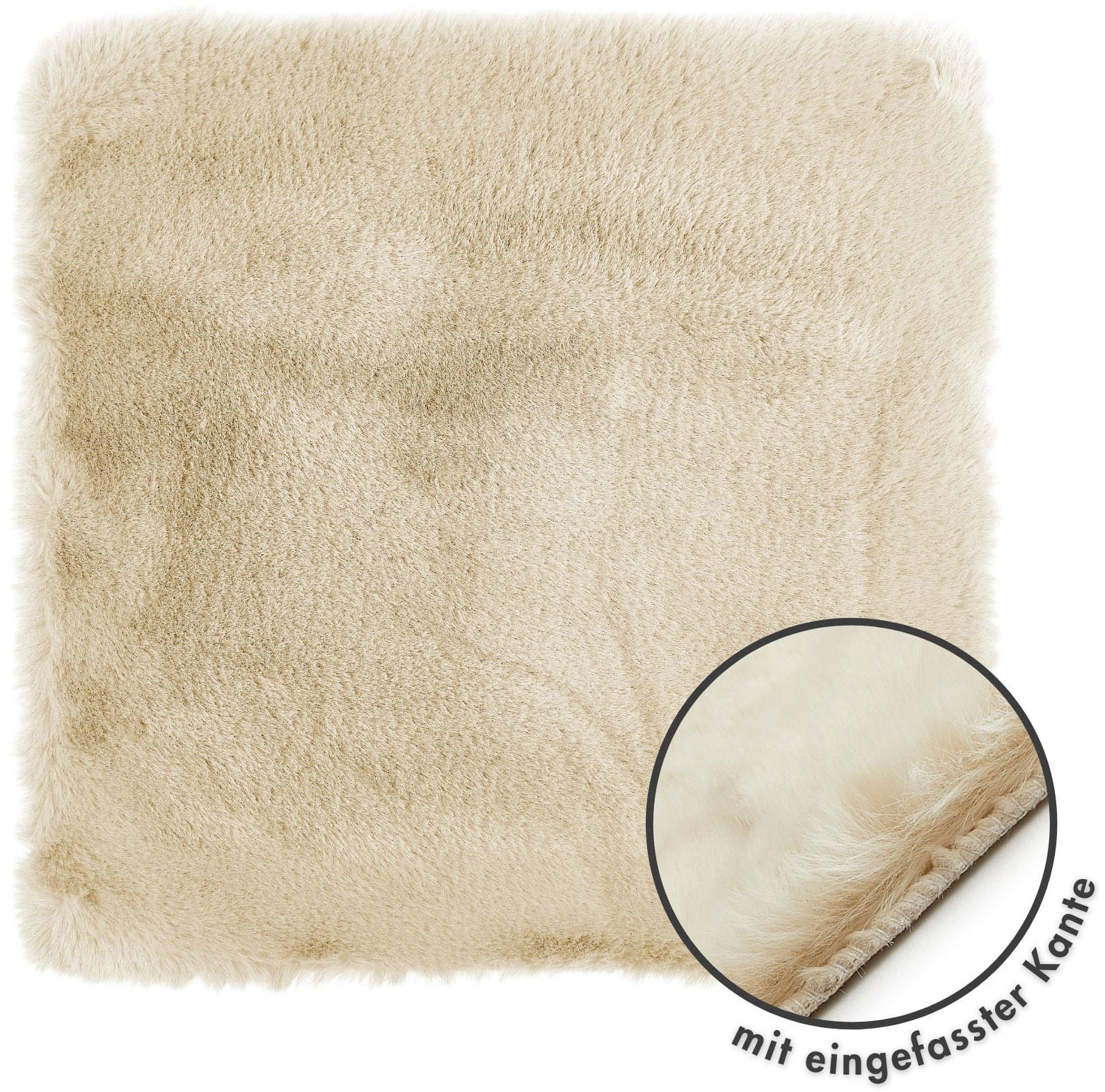 Stuhlkissen LUXOR LIVING "Sitzauflage Novara", beige (creme, felloptik unifarben), B:40cm L:40cm, Polyester, Dekokissen_Sitzkissen_Kissenhüllen, Kunstfell, rund oder eckig, sehr weich, auch als 4er Set bestellbar