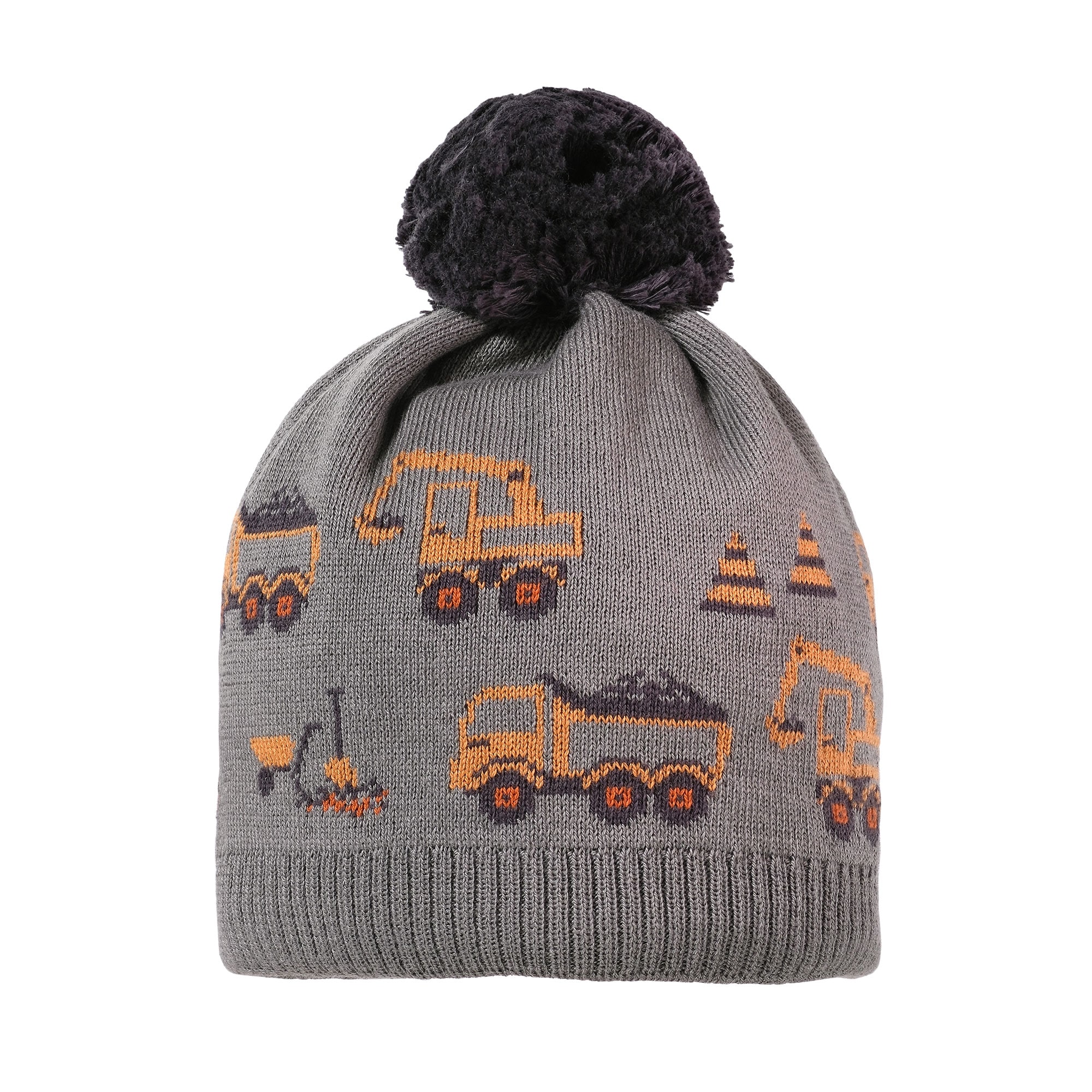 Strickmütze MAXIMO, Baby, Gr. 47, grün (khaki grau), Strick, Baumwolle, gemustert, mehrfarbig, Mützen, Baumwolle, gefüttert, kontrastfarbener Bommel, Motiv Image