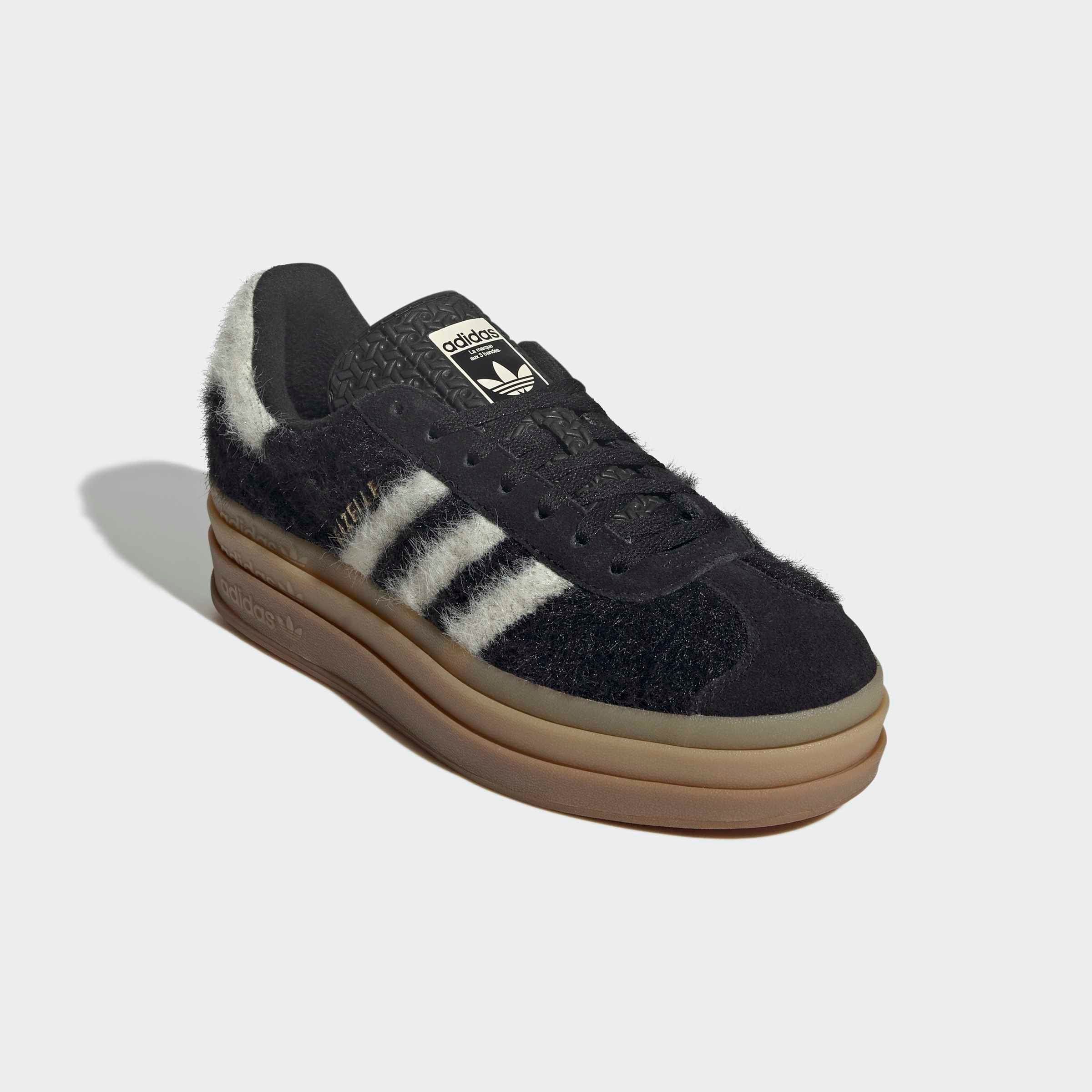 Sneaker ADIDAS ORIGINALS "GAZELLE BOLD SCHUHE", Gr. 39, core schwarz, cream weiß, gold metallic, Leder, Textil, Schuhe