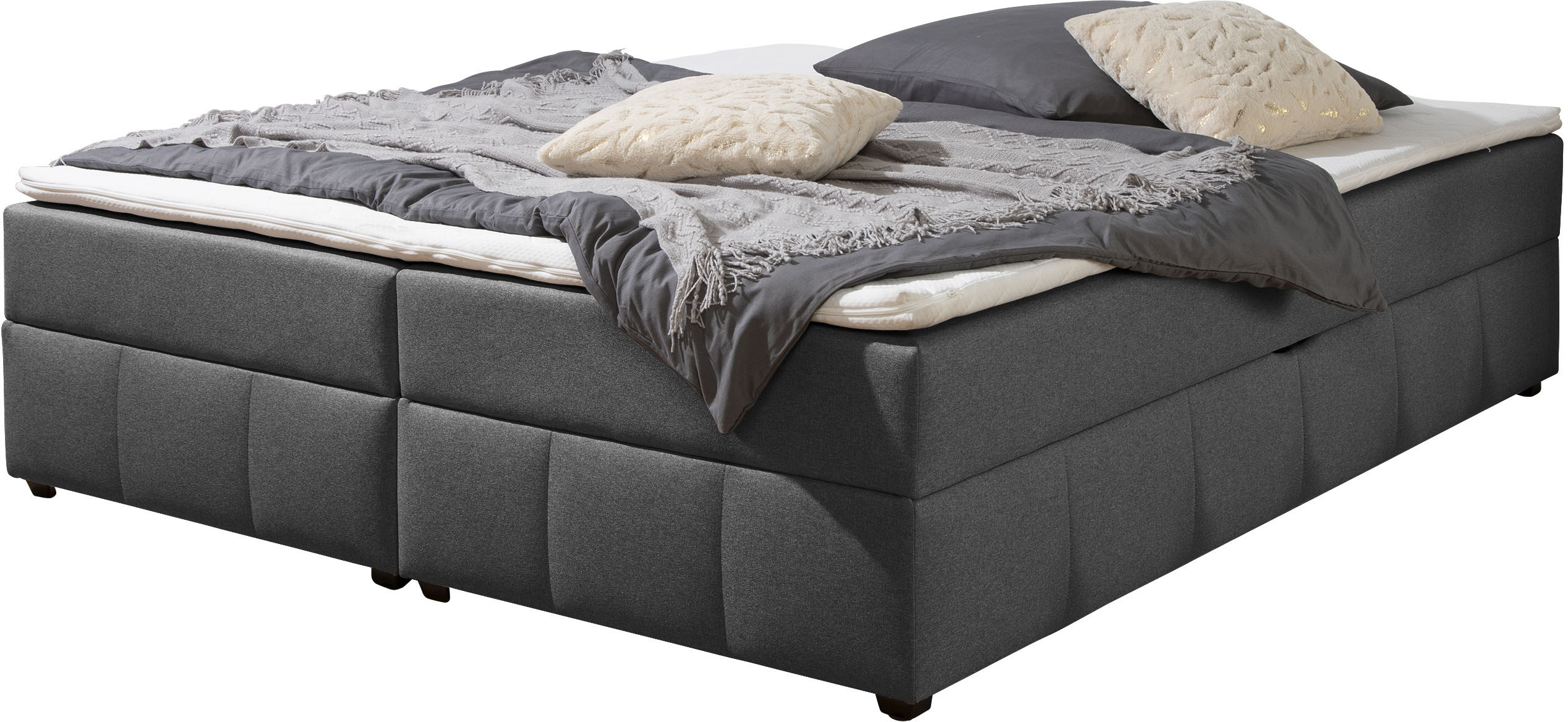 Boxbett HOME AFFAIRE, anthrazit, B:164cm L:204cm, Komplettbetten, Boxbett ohne Kopfteil, inkl. Topper Image