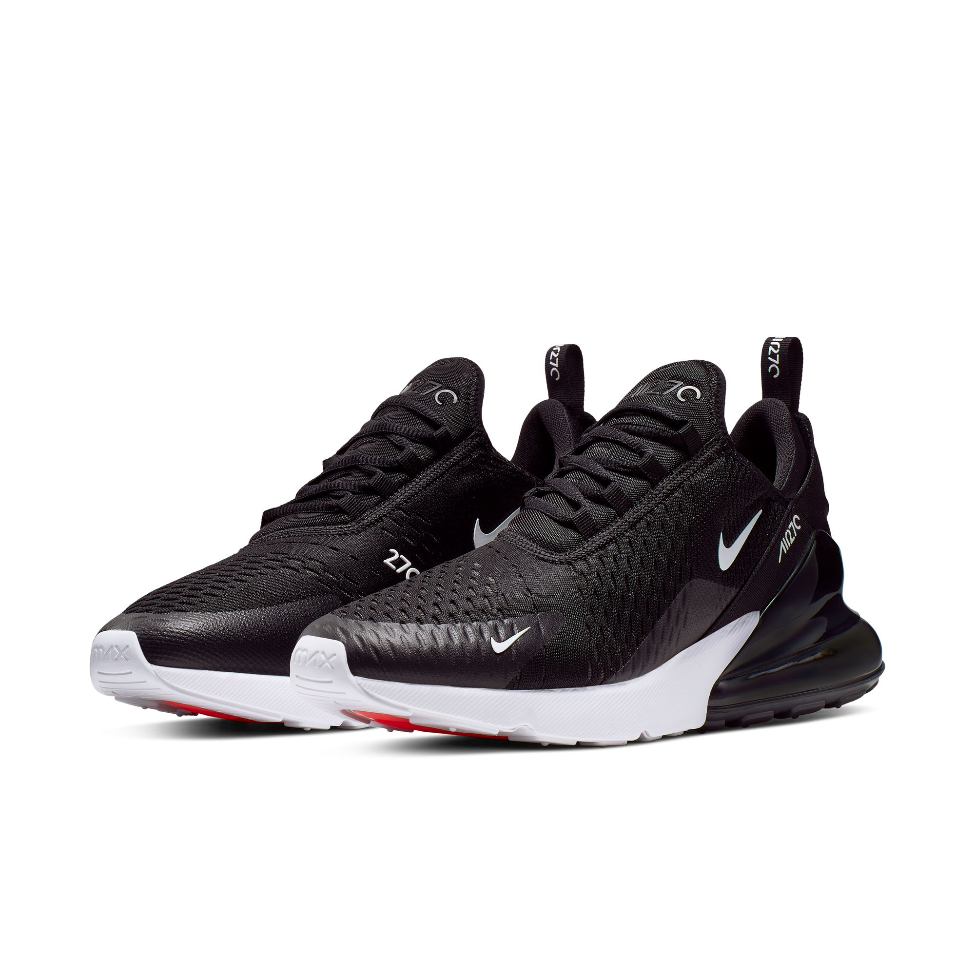 Sneaker NIKE SPORTSWEAR "AIR MAX 270", Herren, Gr. 41, schwarz, anthrazit, weiß, solar rot, Synthetik, Textil, Schuhe Sneaker