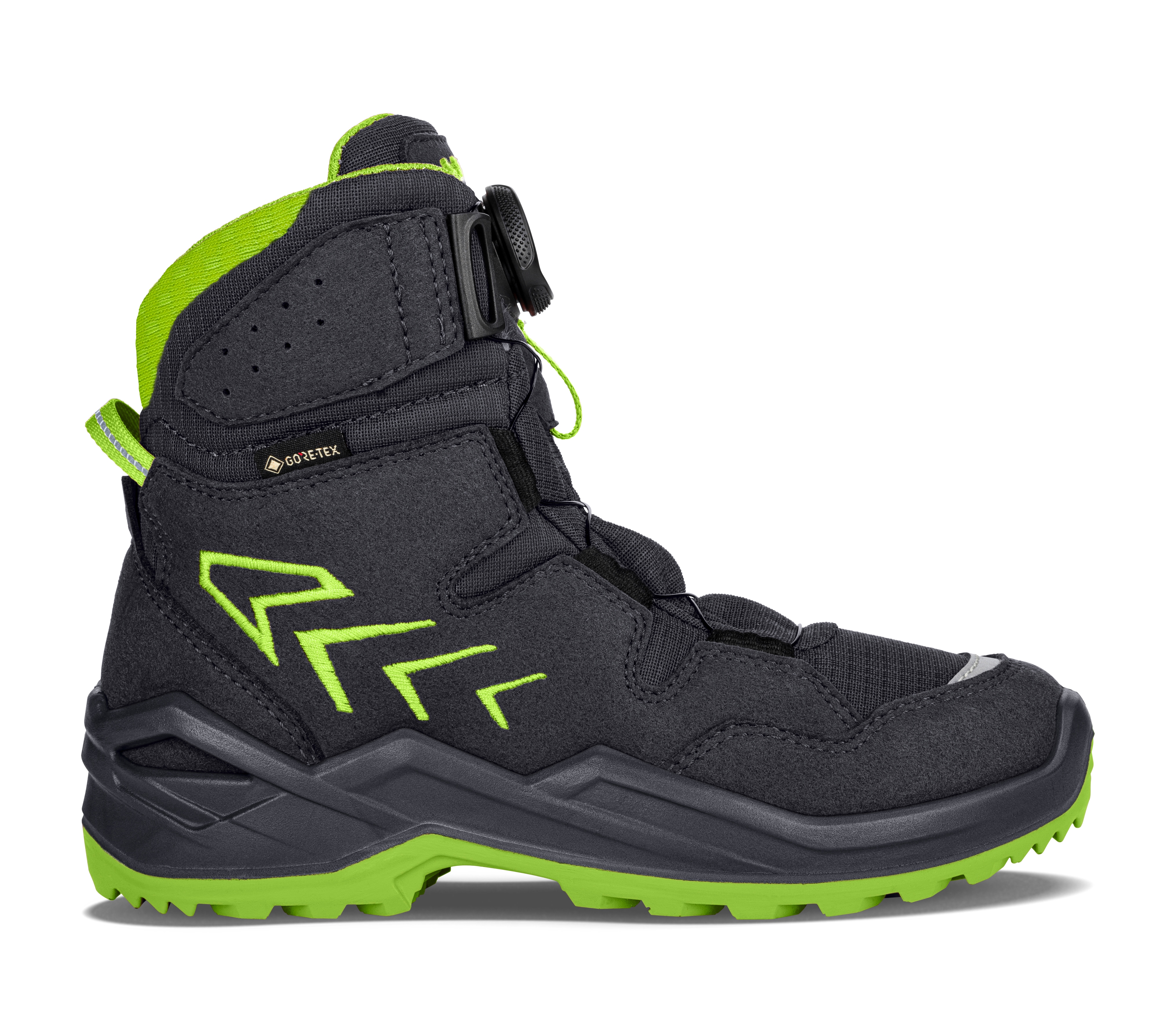 Winterstiefel LOWA "FIRO GORE-TEX HI JR", Damen, Gr. 34, navy, limone, Synthetik, Textil, Schuhe, Winterschuhe, Winterboots, wasserdicht, gefüttert, mit Drehverschluss