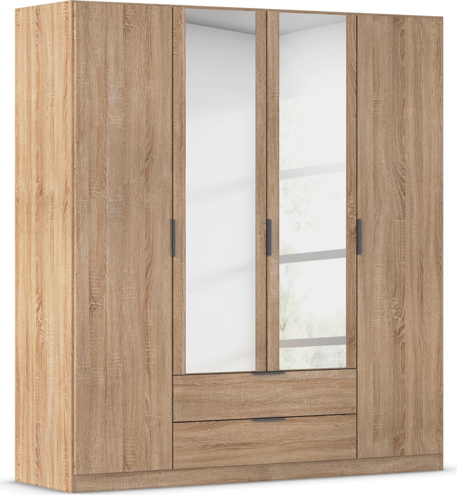Kleiderschrank RAUCH "Drehtürenschrank Schrank Garderobe Ankleide Schlafzimmer LAGOA", eiche sonoma, B:181cm H:197cm T:54cm, Holzwerkstoff, Schränke, geräumige Schubladen, 3 Breiten, optional mit Aufsatz MADE IN GERMANY Image