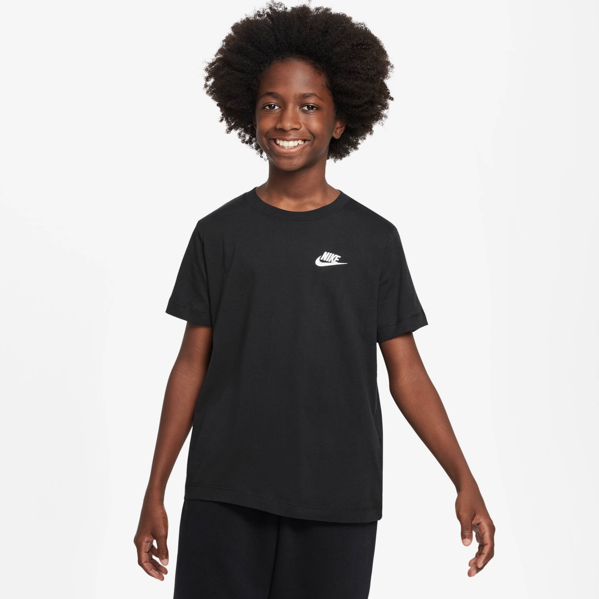 T-Shirt NIKE SPORTSWEAR "Nike Sportswear Big Kids' T-Shirt", Mädchen, Gr. L (152/158), schwarz, Obermaterial: 100% Baumwolle, normal, Shirts T-Shirt, gerader Schnitt, normale Ärmellänge, in verschiedenen US-Größen