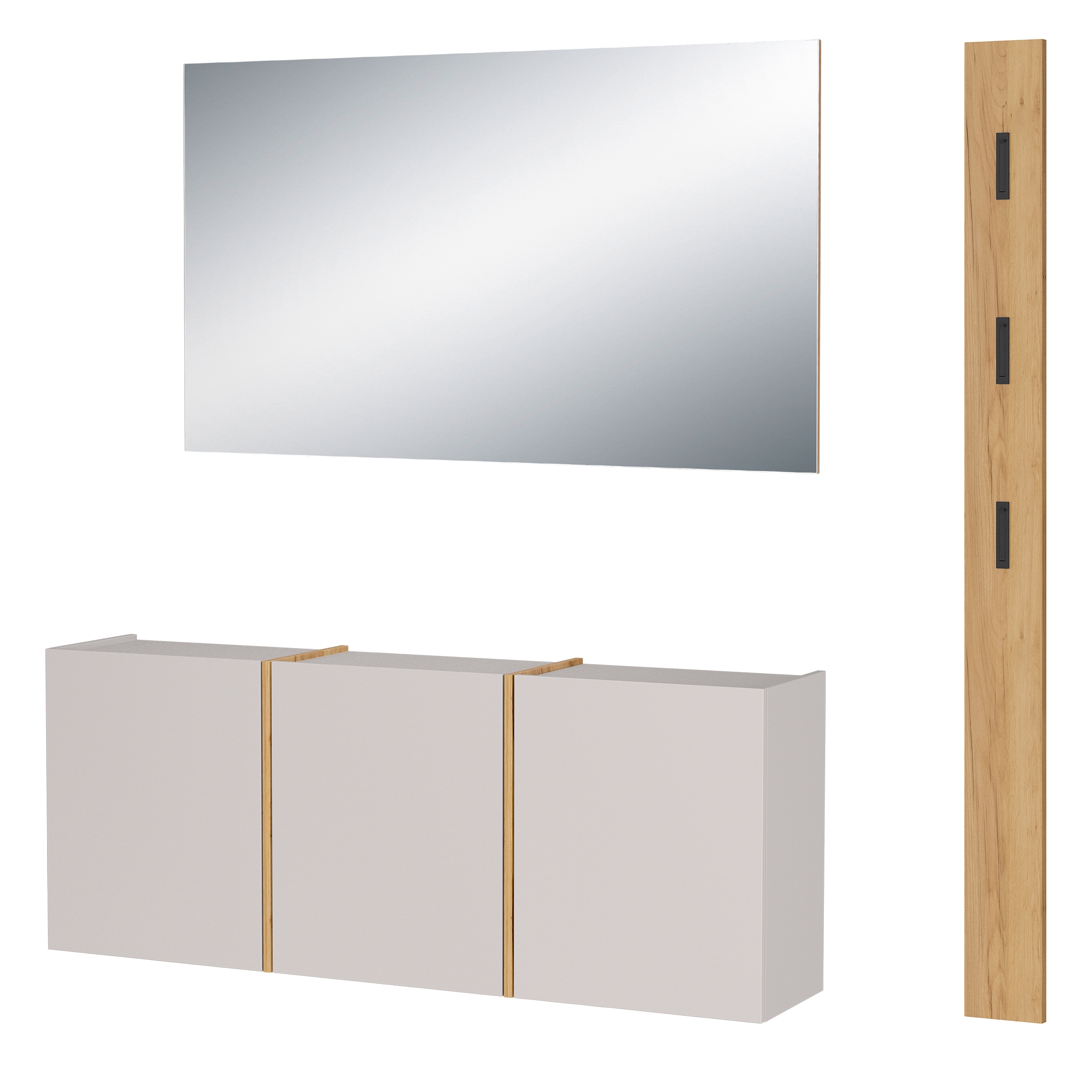 Garderoben-Set GERMANIA "GW-Libbiano Plus", kaschmir, navarra, eiche, nachbildung, B:168cm H:200cm T:29cm, Glas, Metall, Spanplatte, Kastenmöbel-Sets, 3-tlg. Set Image