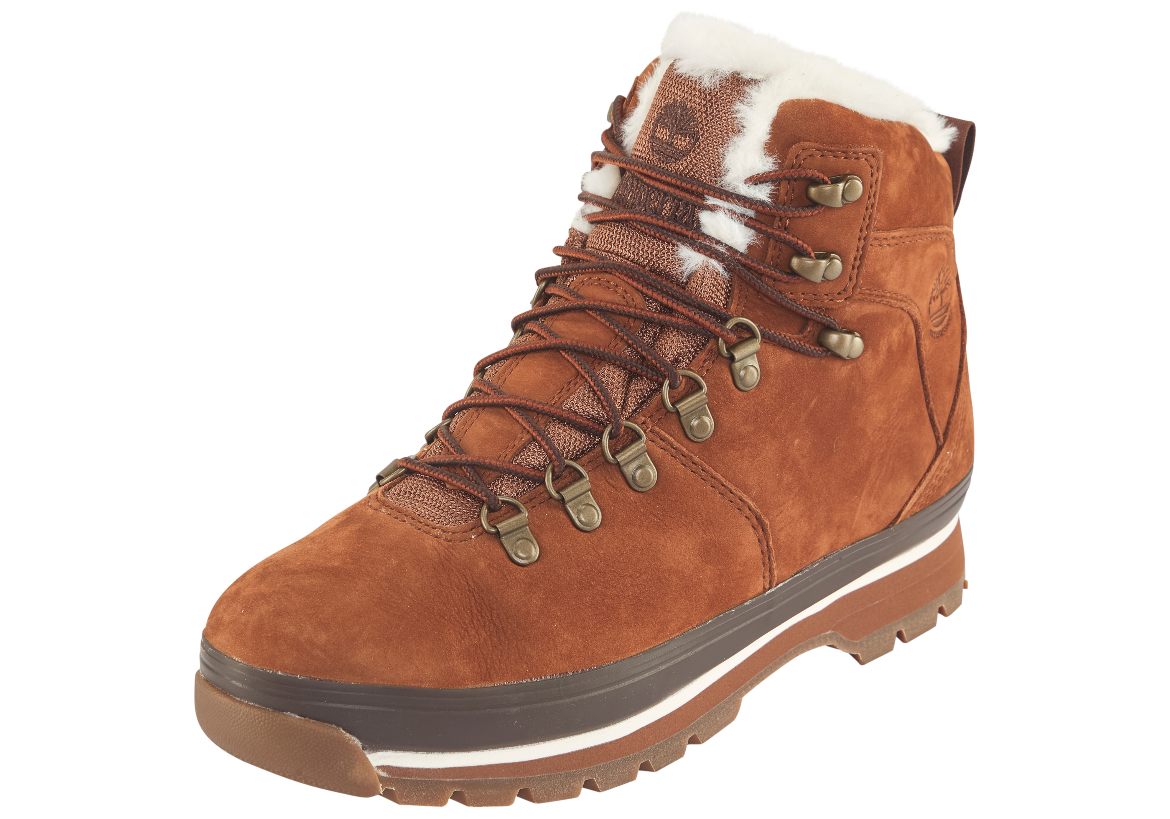 Wanderschuh TIMBERLAND "Euro HikerMID WARM WATERPROOF BOOT", Damen, Gr. 40, saddle, Leder, Schuhe Wanderschuh, Winterstiefel, Schnürstiefel, Winterschuhe,wasserdicht&gefüttert