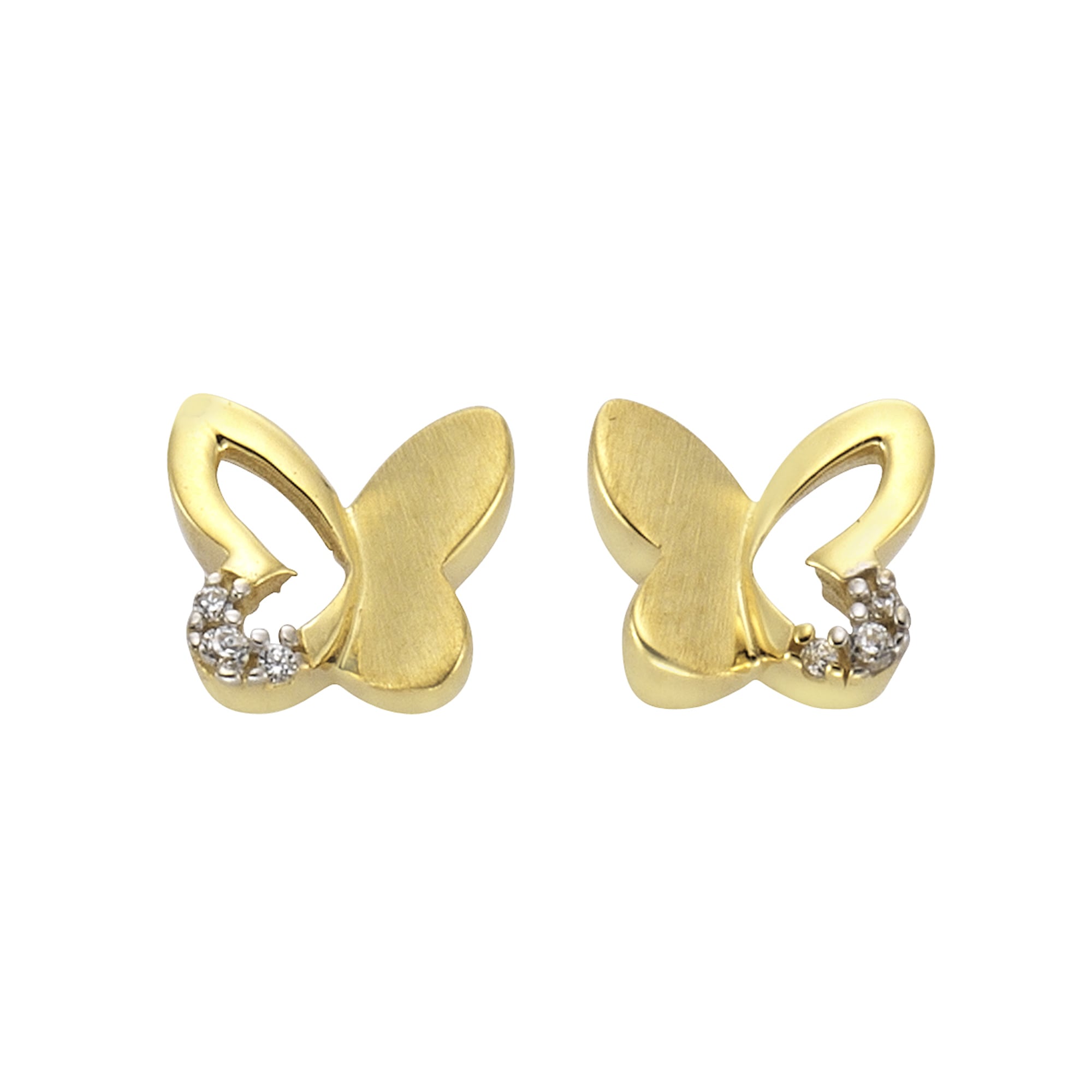 Paar Ohrstecker ZEEME "333 Gold zweifarbig Schmetterling", bunt (mehrfarbig, weiß), Ohrringe, one-size, Gold Image