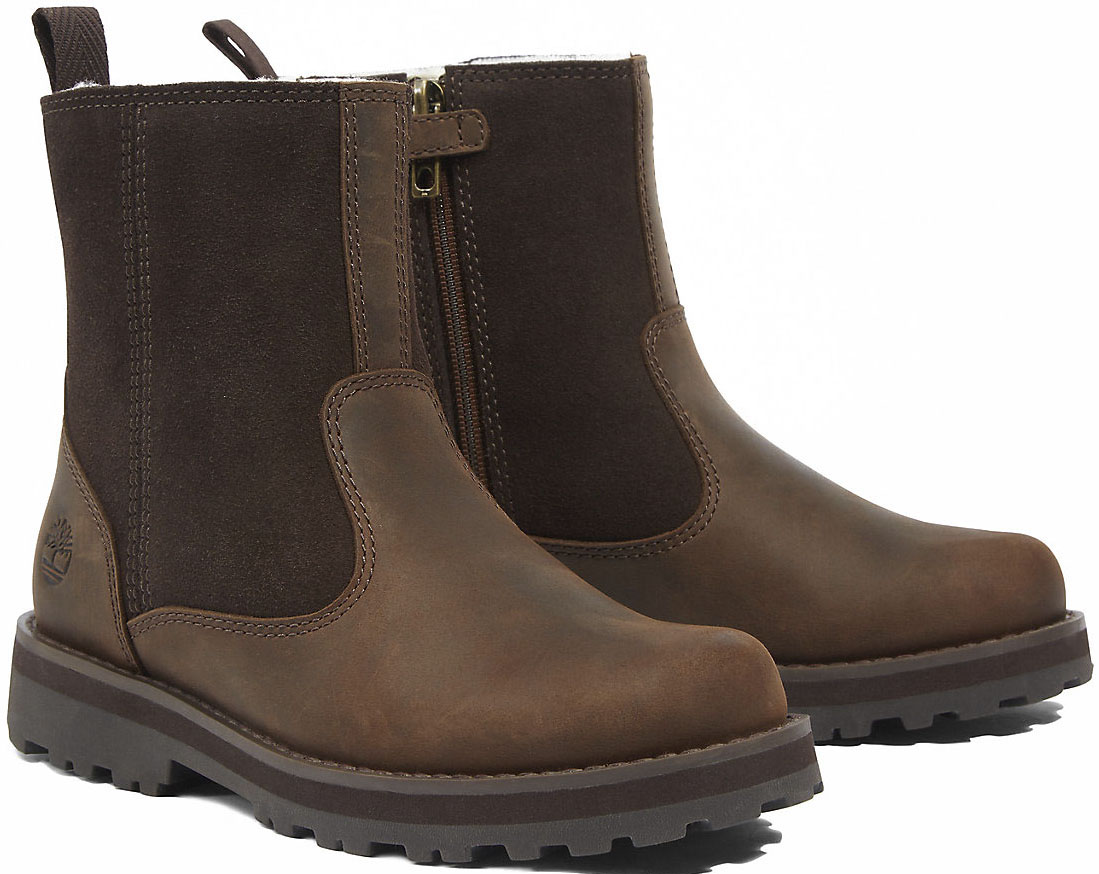 Winterstiefel TIMBERLAND "COURMA KIDMID WARM LINED BOOT", Damen, Gr. 37, dk braun, Leder, Schuhe, Stiefelette, Winterschuhe,gefüttert & wärmend