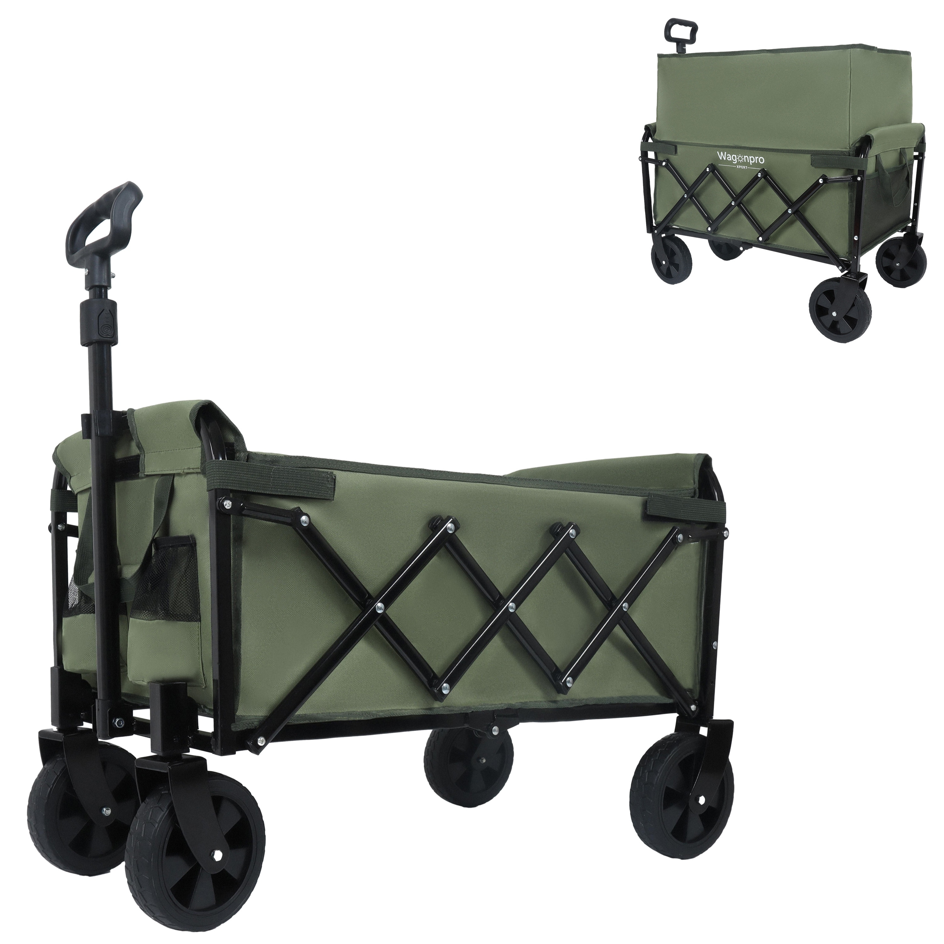 Expandable Dual-Layer Utility Wagon with 100% Extra Space - Grocery Cart