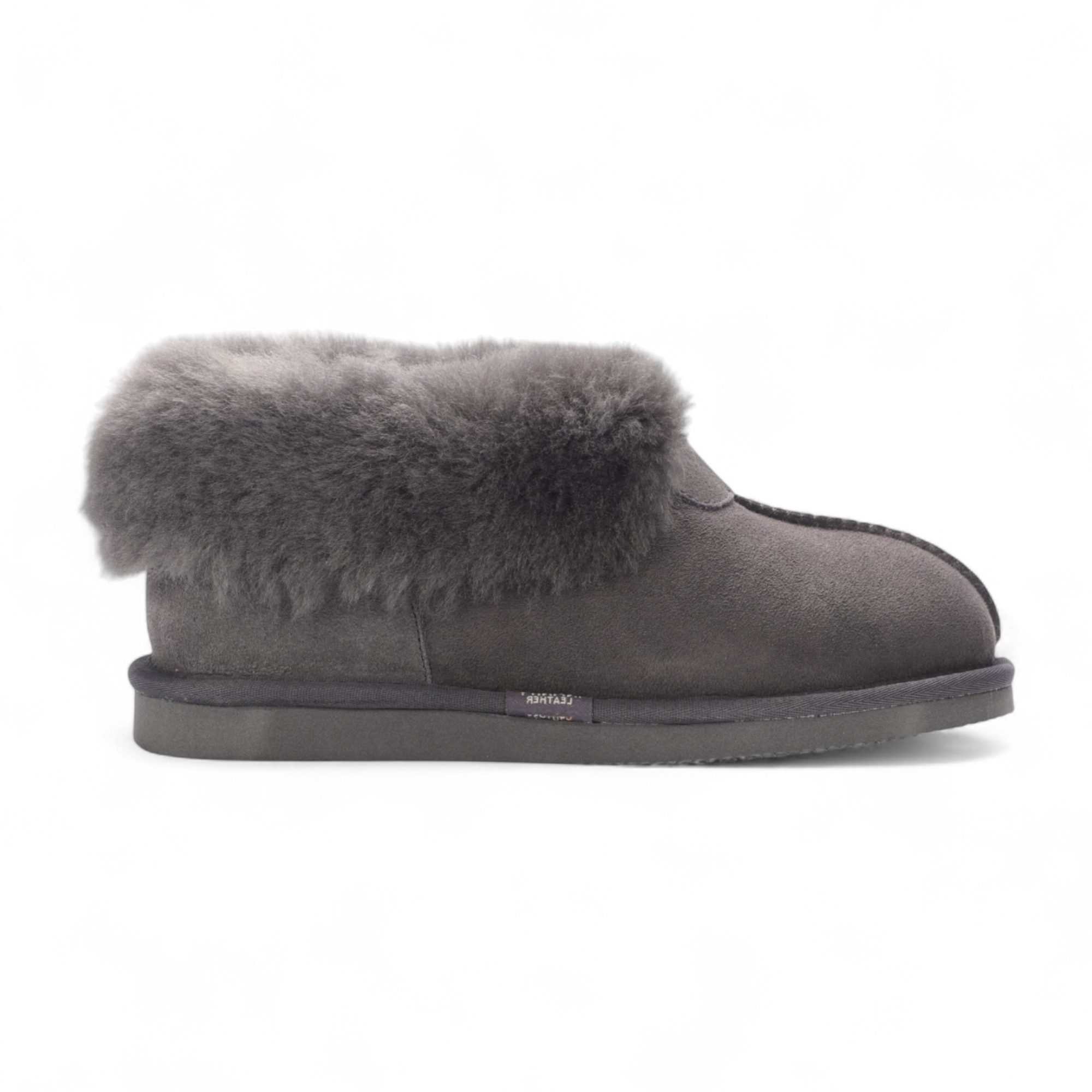 Damen Winterstiefelette aus Schaffell-Wildleder in Grau zum Hineinschlüpfen – Glacier Image