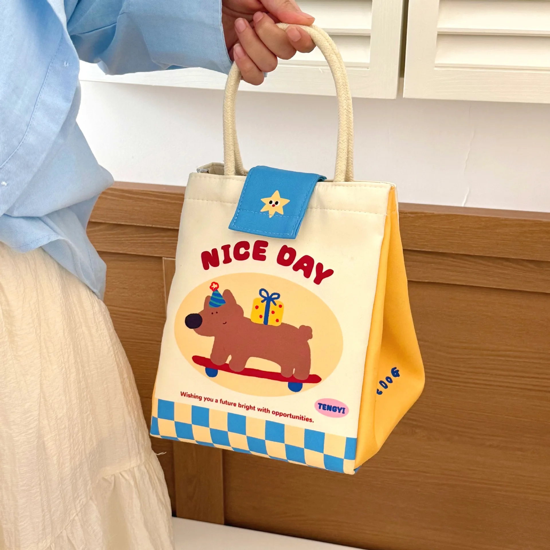 Niedliche Lunchbox-Tasche, isolierte Lunchbox-Tasche, kreative Handtasche, Studentenbüro, tragbare Aufbewahrungstasche Image