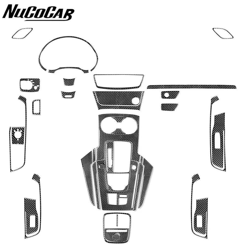 Für Audi A3 S3 RS3 8V 2013-2019 Carbon-Faser Mittelkonsole Radio-Schalttafel Türverkleidung Set Auto-Zubehör Dekorative Aufkleber Image