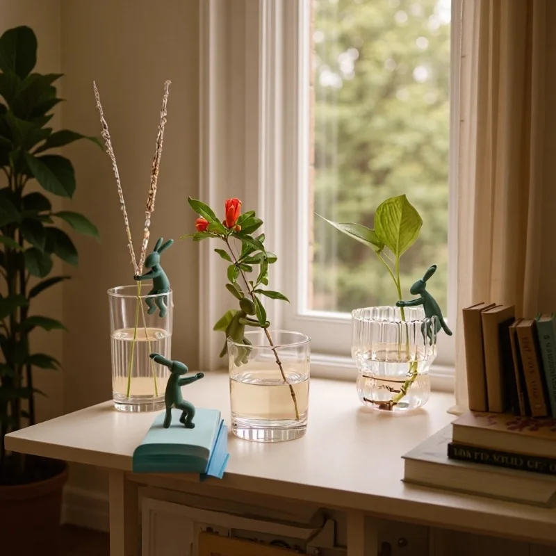 3 Stück niedliche Kaninchen-Pflanzenstecker – langlebige Kunststoff-Gartenmarkierungen für Zimmerkräuter, Blumen und Feengärten im Freien Image