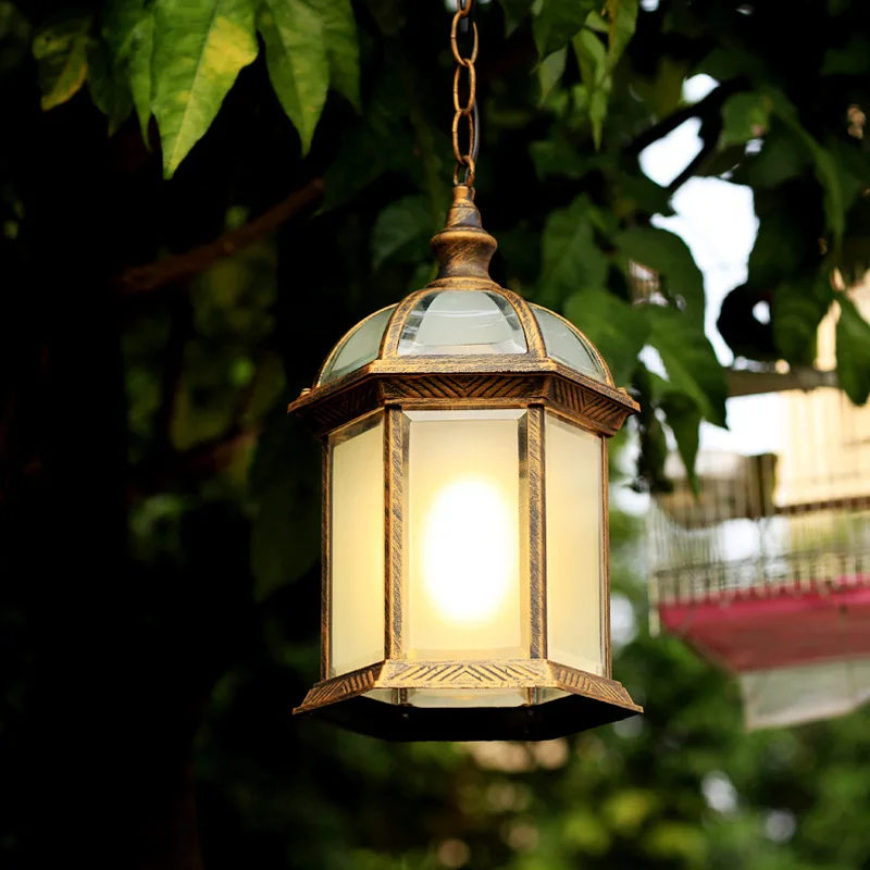 Lampe à suspension rétro balcon extérieur lumière LED lampe en verre de jardin barre lumineuse noire suspension lampe hôtel éclairage décoration lampe