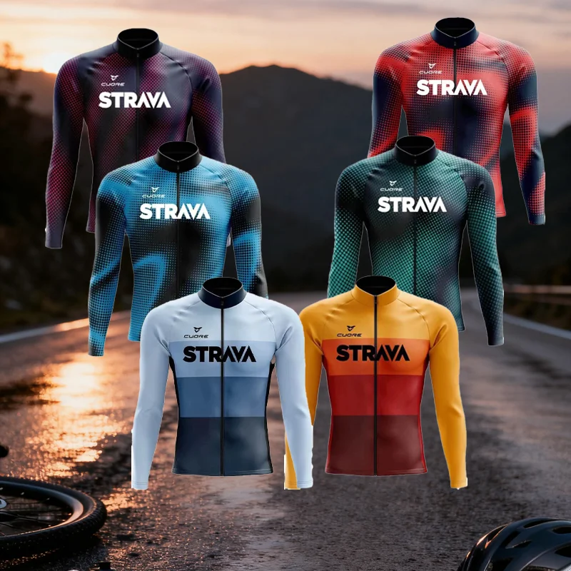 STRAVA abbigliamento da ciclismo per uomo Set di abbigliamento da bicicletta Set di abbigliamento sportivo da uomo Abbigliamento da bicicletta maglia da ciclismo pantaloni da ciclismo autunno