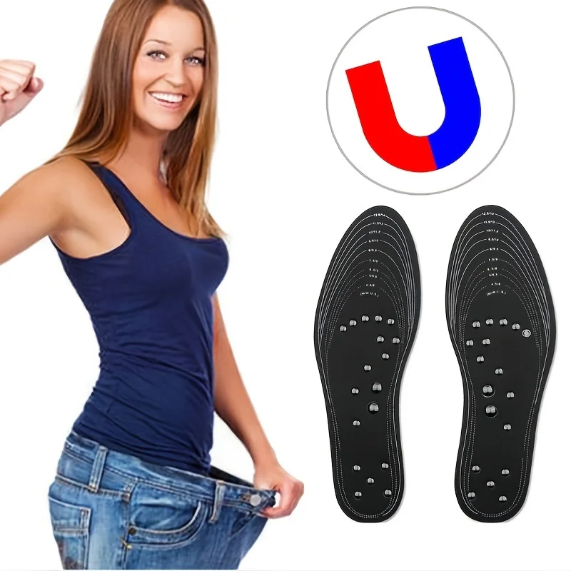 1 Stück Memory Foam Magnetfeldtherapie-Einlegesohlen mit 18 Magneten, anpassbare Einlegesohlen, magnetische Eisenfuß-Akupunkturpunkt-Massage-Einlegesohlen Image