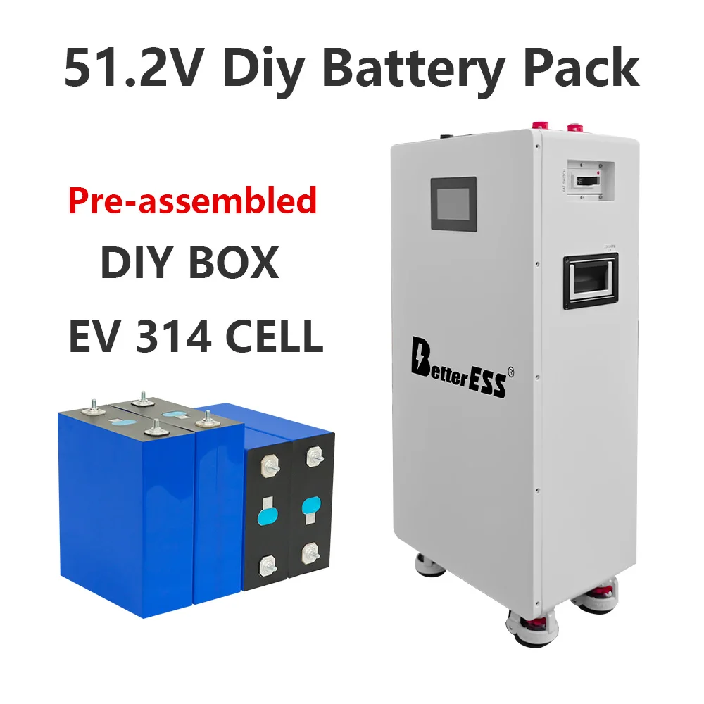 DIY 48V LiFePO4 Batteriebox mit EV 314AH JK 16S 200A Smart BMS 2A Active Balancer 4,3 Zoll LCD Home Energy Storage System Image