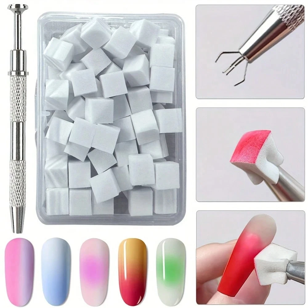 Schwamm Tofu Block Grabber Tool Set 1 cm Block Pat Kleber Schwamm Gradient Smudge Blush Kleines Quadratisches Werkzeug mit 1 Grabber Pen Image