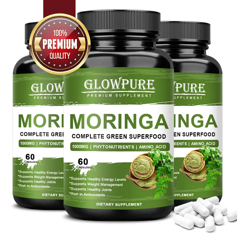 Pure Moringa Capsules - Superfood for Energy, Skin, Immune & Gut Health with Antioxidants, Vitamins & Amino Acids
