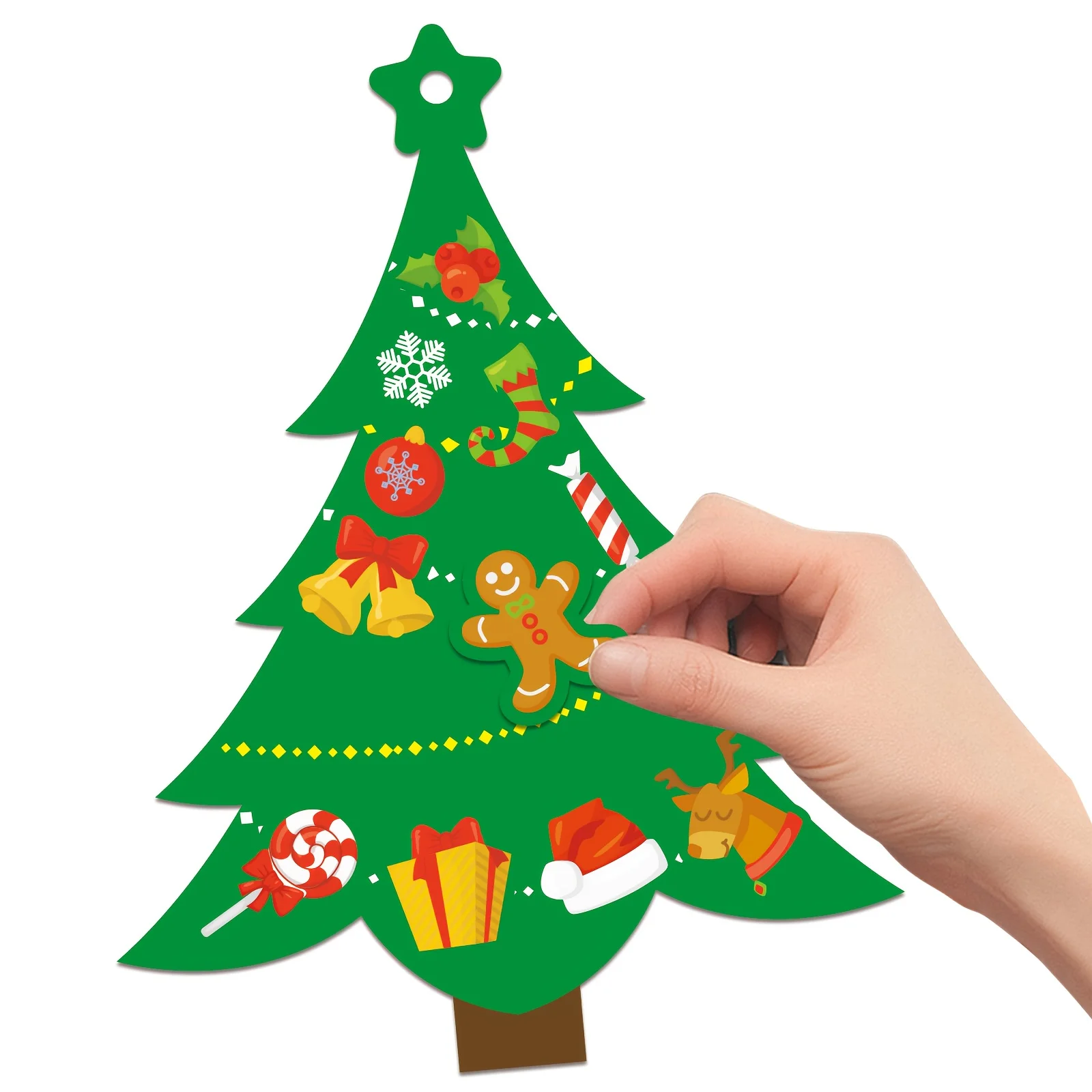 24 Sets Weihnachtsbaum-Bastelset – Erstellen Sie Ihre eigenen Feiertags-Grußkarten mit Aufklebern, perfekt für Weihnachtsfeiern, Weihnachten Image