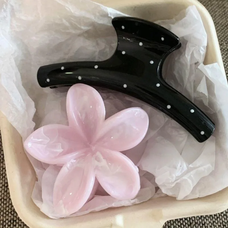 2PCS Koreanische Polka Dot Arc Rosa Blume Haar Klaue frauen High-End-Haifisch Pferdeschwanz Clip Headwear Hochzeit haar Zubehör Für Frauen Image