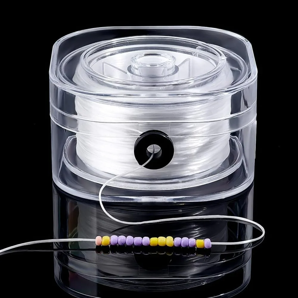 65 Yards dehnbare Schnur, 1 mm, flacher elastischer Faden, weiße dehnbare Armbandschnüre, Perlenfaden, elastische Schnur Image