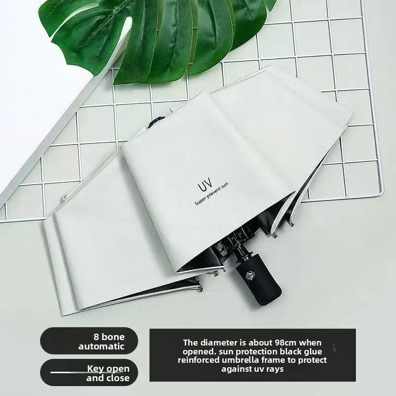 Vollautomatischer, zusammenklappbarer UV-Schutz aus verdicktem schwarzem Gummi mit Sonnenschutz und Sonnenschirm, Strandschirm, Mini-Regenschirm Image