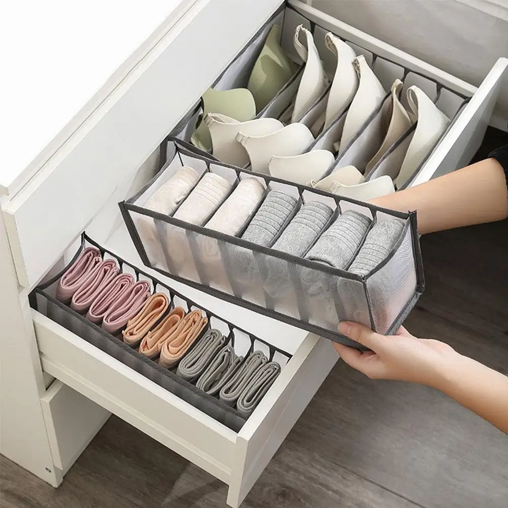 Faltbare Schublade Unterwäsche Organizer Kleiderschrank Nylon Mesh Lagerung Box Für Zimmer Unterwäsche Bh Socken Kleiderschrank Schrank Schublade Teiler