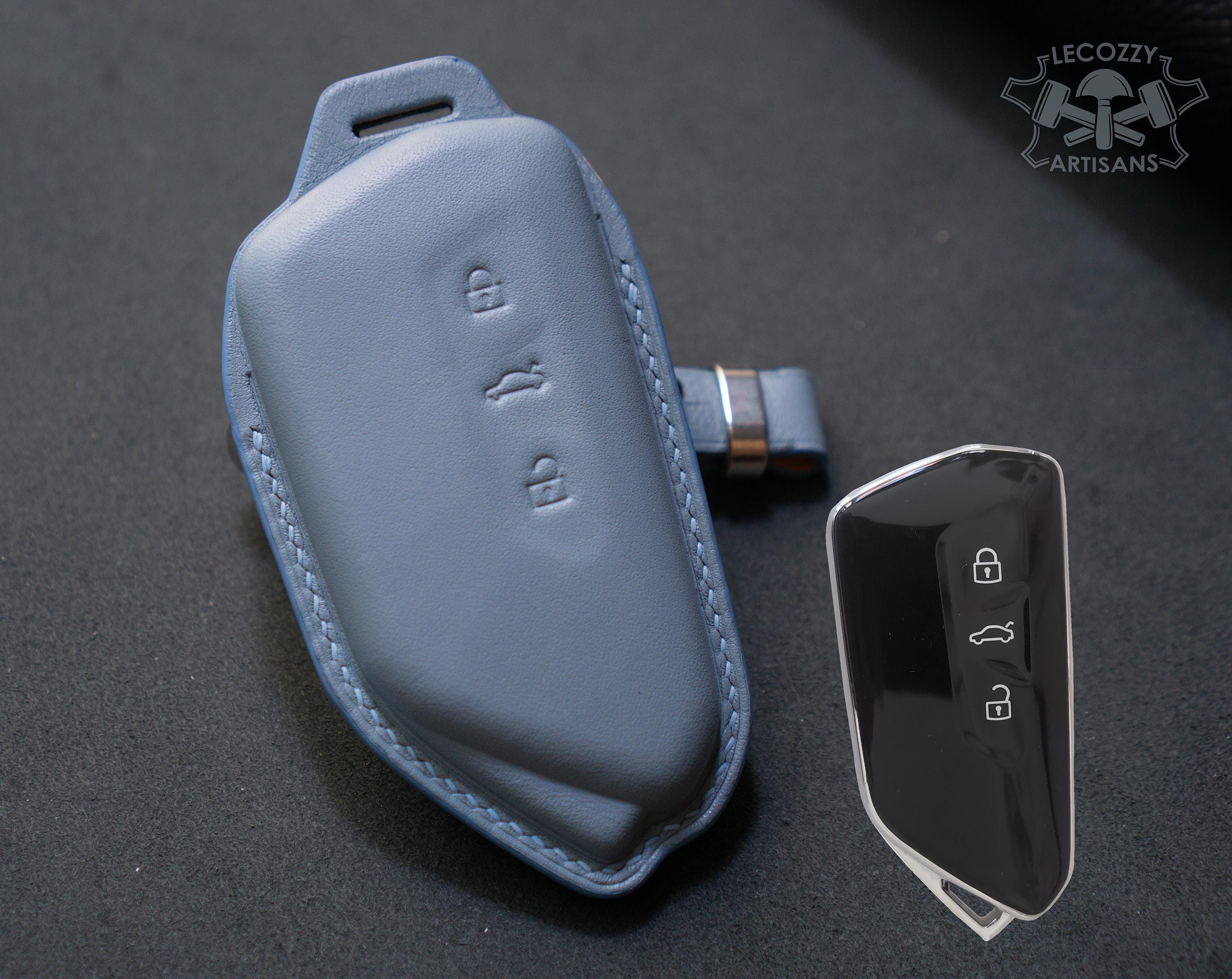 Cover in pelle personalizzata per chiave auto Volkswagen Golf GTE, compatibile con portachiavi a 3 pulsanti VW Golf R MK8, Skoda, MK6 Golf, Polo, Scir